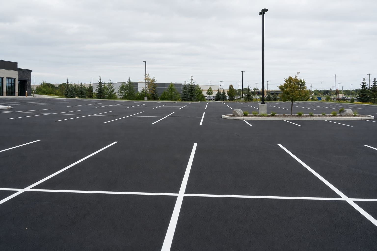 Commercial paved parking area